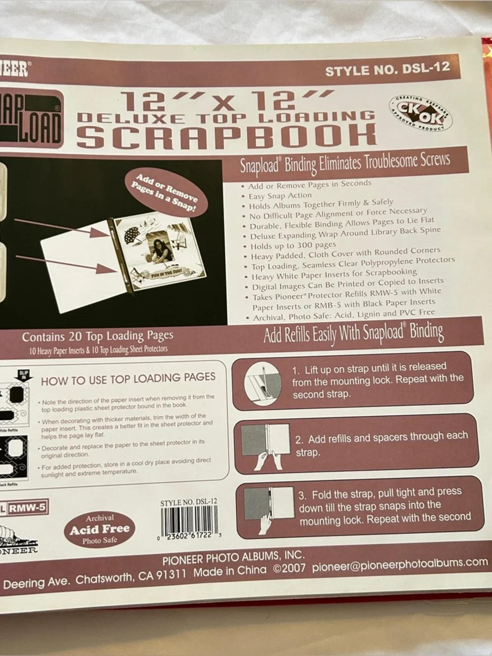 12 x 12 Deluxe Top Loading Red Scrapbook by Pioneer NEW
